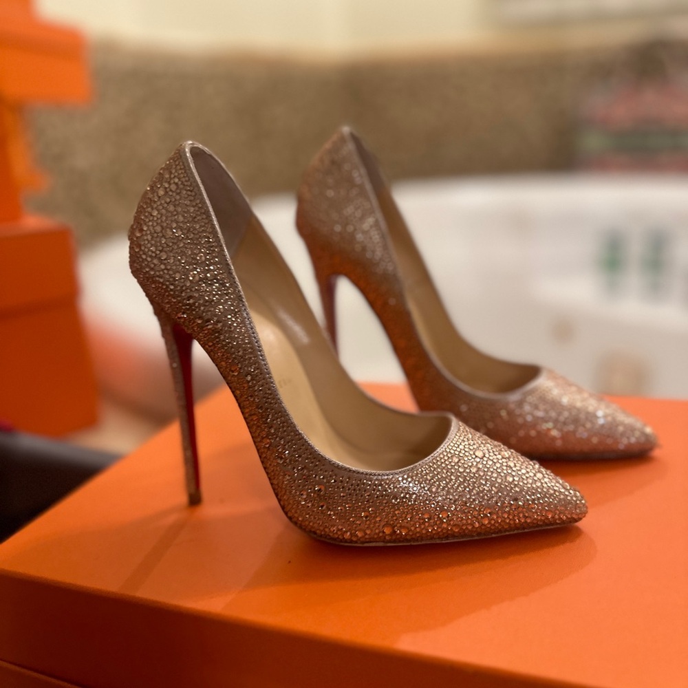 Christian Louboutin Beige Strass 120 Crystal Pigalle Pumps